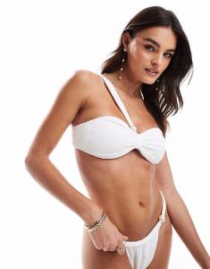 Белый бикини-топ с бантом на спине и жемчугом Vero Moda