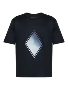 Футболка с ромбовидным принтом EMPORIO ARMANI, синий