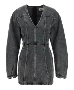 Джинсовое мини-платье с V-образным вырезом Haikure, серый