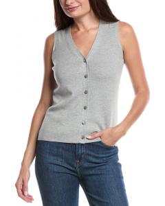 Форте Кашемир Пуговица Шелк и кашемир Свитер Жилет Forte Cashmere, серый