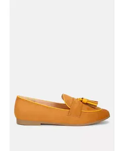 Женские фольклорные лоферы из микро-замши с кисточками Rag & Co, коричневый