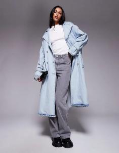 Джинсовый тренчкот Liquor N Poker, выбеленный