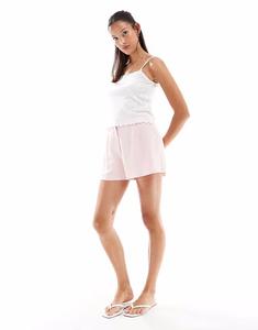 Короткие шорты из льняной смеси, светло-розового цвета Miss Selfridge