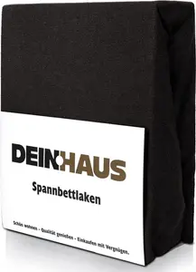 Простыня на резинке из махрового хлопка, приятная к телу ткань, на резинке, черная, 180 х 200 см DH DEIN . HAUS