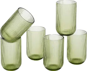 Стакан для вина Merlot с декором из слюды, набор из 6 шт., 400 мл, светло-зеленый Mica Decorations