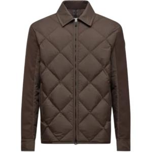 Пуховик с ромбовидной стежкой Moncler, коричневый