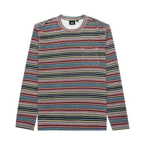 Свитер Stussy Printed Multi-Stripe Long-Sleeve Crew, Khaki