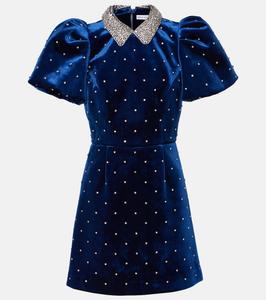 Мини-платье Vivicia из бархата с декором Rebecca Vallance, темно-синий