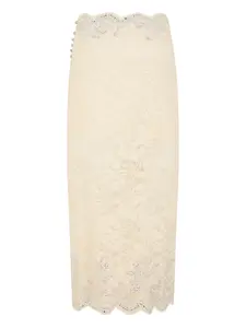 Кружевная юбка миди с фестонами Rabanne, нейтральный