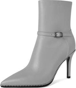 Женские ботильоны SAMMITOP с заостренным носком, сексуальные на высоком каблуке-стилете, с пряжкой, бусинами, короткие ботинки с боковой молнией, каблук 4 дюйма