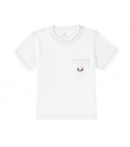 Футболка из хлопкового джерси с принтом Brunello Cucinelli Kids, Off White + Grigio Chiaro