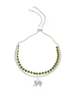 Регулируемый браслет-боло в форме слона из кубического циркония и кристаллов Unwritten, silver