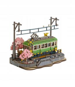 Деревянный 3D-пазл Robotime Sakura Journey Tram