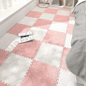 Y U-LIVE Ковер 30* см для детской/спальни, вспененный, плюшевый утепленный, 5 штук, белый + розовый