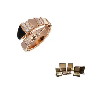 BVLGARI 18-каратное розовое золото кольцо Serpenti Viper с бриллиантами