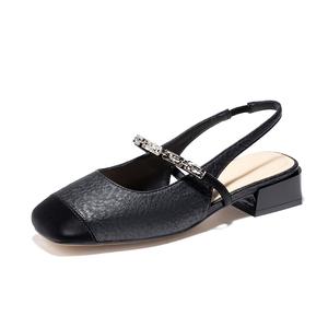 AOKANG Туфли Мэри Джейн на массивном каблуке женские - абрикос/черный, цвет Apricot/Black