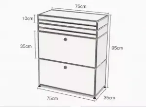 Yu Senyi Комод 75х35х95 см для гостиной и спальни из нержавеющей стали, 5 ящиков, стиль B, белый, собранный