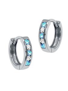 Schmuck23 Серьги-кольца из серебра 925 пробы с цирконием, 0,3 см x 1,2 см