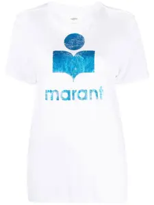 Льняная футболка Koldi с логотипом Marant Étoile, белый