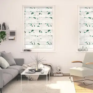 [T] LICHTBLICK ORIGINAL двойная рулонная штора "Duo Roller Blind Klemmfix, без сверления, непрозрачная, Monstera - Black", полупрозрачная, свободно висящая, затемнение, энергосберегающая, базовая, монохромная, тканая, затемняемая, разные размеры, ширина 