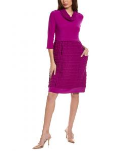 Платье-мини Joseph Ribkoff со сборками и смешанной техникой, фиолетовый