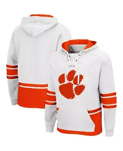 Мужская толстовка с капюшоном Clemson Tigers Lace Up 3.0 на шнуровке Colosseum, белый