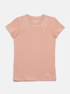 Нора с стразами и лентами футболка Guess Factory, розовый