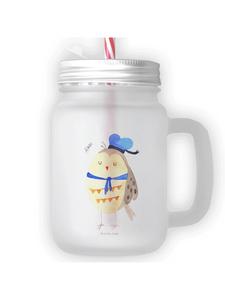 Стакан для питья в банке Мейсона, дизайн с совой/моряком, без слов, прозрачный Mr. & Mrs. Panda