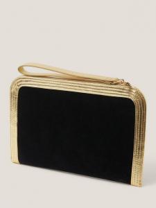 Клатч Lottie из металлизированной замши Monsoon, Black/Gold
