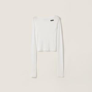 Топ из ребристого трикотажа MIU MIU, белый