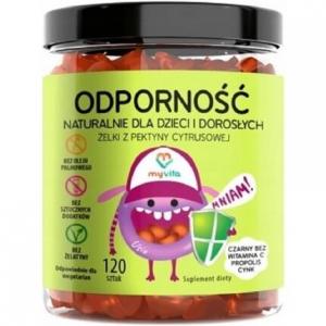 Резистентные витамины Минералы Пищевые добавки для детей и взрослых 2 мармеладки в день 120 гелей, Myvita