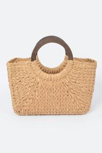 Сумка-шопер с круглой ручкой из соломки FASHNZFAB, хаки