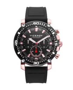 Мужские часы Heat со стальным корпусом и черным каучуковым ремешком Viceroy, черный