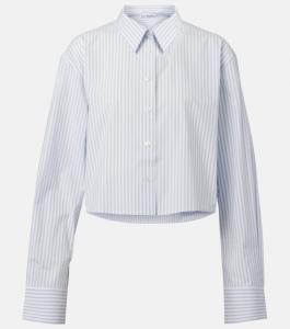 Полосатая укороченная хлопковая рубашка Acne Studios, Light Blue/White
