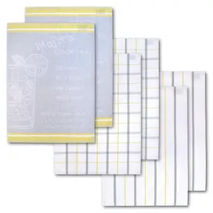 Полотенце для посуды Mojito, с 3 различными мотивами, с рецептом коктейля Mojito, из 100% хлопка, размеры каждого полотенца примерно 50x70 см Dyckhoff, Limette