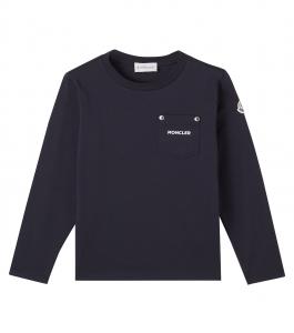 Футболка из хлопкового джерси с логотипом Moncler Enfant, Blue Navy