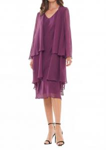 V-образный миди-сарафан в цвете баклажан Marsoni by Colors, Eggplant