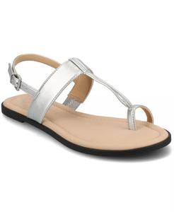 Женские сандалии Gerra T-Strap Toe Ring Flat Journee Collection, серебряный