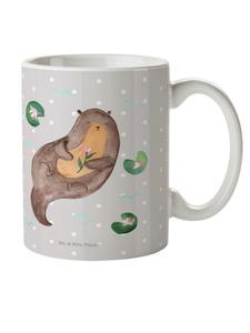 Детская кружка с рисунком выдры и водяной лилии, без слов, пастельно-серого цвета Mr. & Mrs. Panda