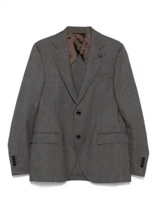 Шерстяной костюм с узором в елочку Lardini, коричневый