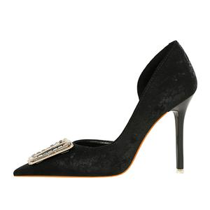 Женские туфли на тонком каблуке и высоком каблуке QITUMAUL, Black[Heel Height 10.5Cm]