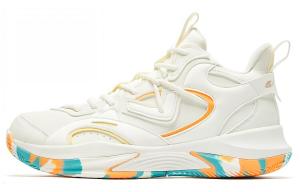 Баскетбольные кроссовки мужские с высоким верхом цвета слоновой кости/электрический оранжевый Qiaodan