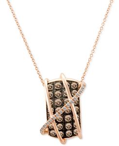 Подвеска-колье Chocolatier Chocolate Diamond (1,25 карата) и Vanilla Diamond (1,25 карата) длиной 45 см (18 дюймов) из 14-каратного розового золота Le Vian, 14K Strawberry Gold Pendant