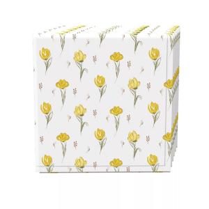 Набор салфеток, 100 % полиэстер, набор из 4 шт., 18x18 дюймов, нарисованные вручную желтые тюльпаны