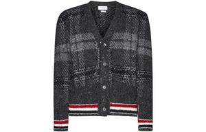 Кардиган в клетку Tartan THOM BROWNE, серый