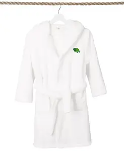 Детские плюшевые махровые халаты с капюшоном Turtle Super Plush Double Brushed Linum Home, белый