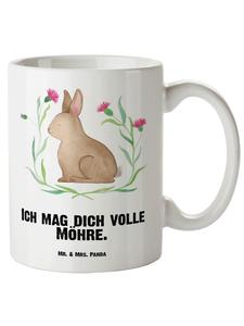 Кружка XL с изображением сидящего и говорящего кролика белого цвета Mr. & Mrs. Panda