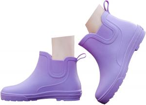 Женские резиновые сапоги водонепроницаемые, женские короткие резиновые ботинки на щиколотку, модные широкие резиновые челси, короткая обувь для воды, нескользящие повседневные ботинки на работу и для сада, для рыбалки и кемпинга Jyswoshoe, фиолетовый