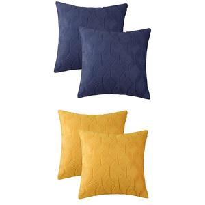 Короткие плюшевые однотонные мягкие декоративные наволочки для гостиной, 4 шт., 18 x 18 дюймов Unique Bargains, цвет Dark Blue Yellow
