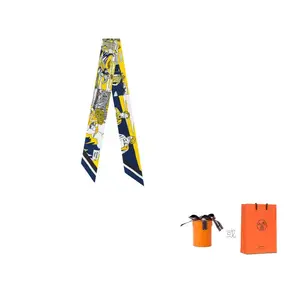 HERMES Шелковые шарфы для женщин Navy Blue/Yellow